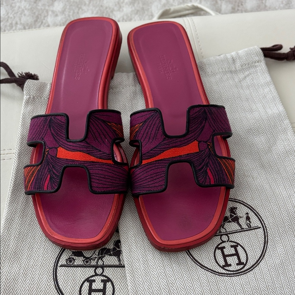 Hermes' Oran Pink and Purple Slides